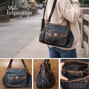 Bueno Black and Brown Shoulder Bag